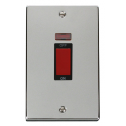 Click Deco Victorian Polished chrome 2-GANG 45A DP SWITCH + NEON BK