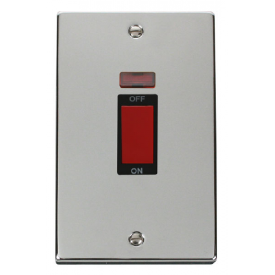 Click Deco Victorian Polished chrome 2-GANG 45A DP SWITCH + NEON BK Click Deco Victorian Polished chrome 2-GANG 45A DP SWITCH + NEON BK