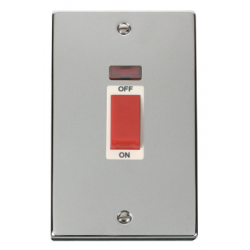  Click Deco Victorian Polished chrome 2-GANG 45A DP SWITCH + NEON WH