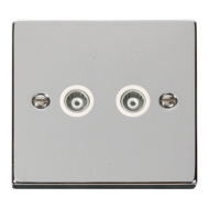 Click Deco Victorian Polished chrome 2-GANG ISOLATED COAXIAL SOCKET Click Deco Victorian Polished chrome 2-GANG ISOLATED COAXIAL SOCKET