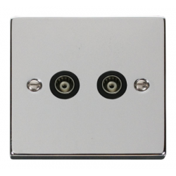 Click Deco Victorian Polished chrome 2-GANG ISOLATED COAXIAL SOCKET Click Deco Victorian Polished chrome 2-GANG ISOLATED COAXIAL SOCKET