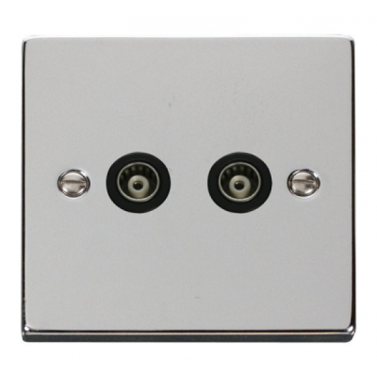 Click Deco Victorian Polished chrome 2-GANG ISOLATED COAXIAL SOCKET Click Deco Victorian Polished chrome 2-GANG ISOLATED COAXIAL SOCKET