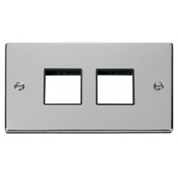 Click Deco Victorian Polished chrome 2 Gang Plate (2 x 2) Aperture - Black