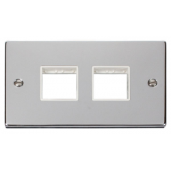 Click Deco Victorian Polished chrome 2 Gang Plate (2 x 2) Aperture - White