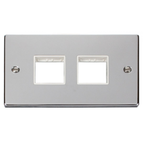 Click Deco Victorian Polished chrome 2 Gang Plate (2 x 2) Aperture - White