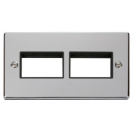 Click Deco Victorian Polished chrome 2 Gang Plate (3 x 3) Aperture - Black