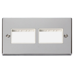 Click Deco Victorian Polished chrome 2 Gang Plate (3 x 3) Aperture - White