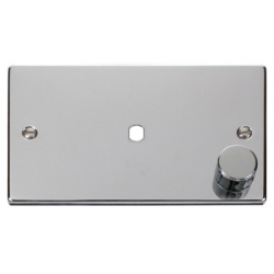 Click Deco Victorian Polished chrome 2 Gang Plate Single Dimmer Plate (1000W Max)