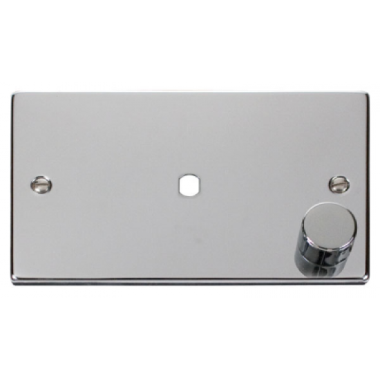 Click Deco Victorian Polished chrome 2 Gang Plate Single Dimmer Plate (1000W Max)