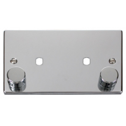 Click Deco Victorian Polished chrome 2 Gang Plate Twin Aperture (1630W Max)