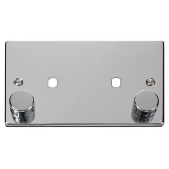Click Deco Victorian Polished chrome 2 Gang Plate Twin Aperture (1630W Max)