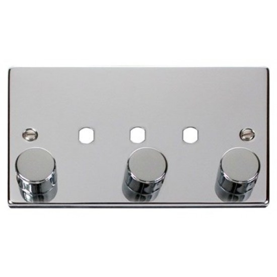 Click Deco Victorian Polished chrome 3 Gang Dimmer Plate & Knobs