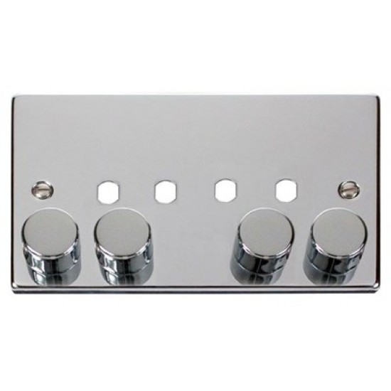Click Deco Victorian Polished chrome 4 Gang Double Dimmer Plate & Knobs Click Deco Victorian Polished chrome 4 Gang Double Dimmer Plate & Knobs