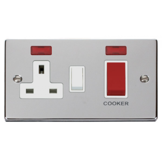 Click Deco Victorian Polished chrome 45A DP SWITCH + 13A SW SKT + NE Click Deco Victorian Polished chrome 45A DP SWITCH + 13A SW SKT + NE