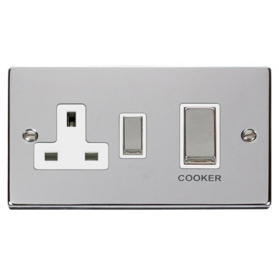 Click Deco Victorian Polished chrome INGOT 45A DP SW 13A SW SOCKET WH