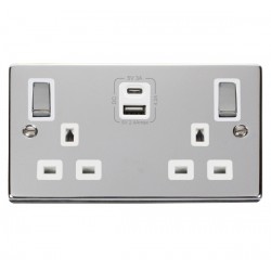 Click Deco Victorian Polished chrome2G 13A SW SKT 4.2A A&C USB INGOT WH Click Deco Victorian Polished chrome2G 13A SW SKT 4.2A A&C USB INGOT WH