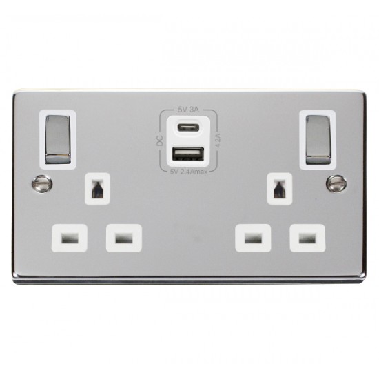 Click Deco Victorian Polished chrome2G 13A SW SKT 4.2A A&C USB INGOT WH Click Deco Victorian Polished chrome2G 13A SW SKT 4.2A A&C USB INGOT WH