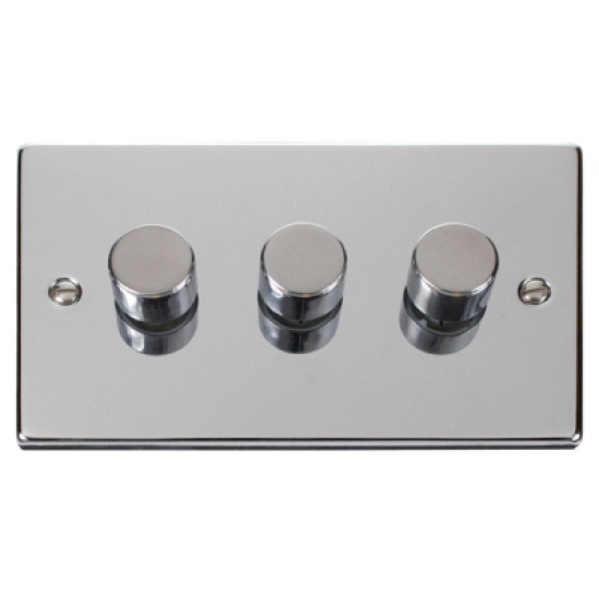 Click Deco Victorian Polished chrome 3 GANG 2 WAY 100W LED DIMMER SWITCH Click Deco Victorian Polished chrome 3 GANG 2 WAY 100W LED DIMMER SWITCH