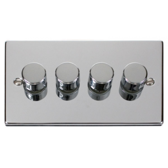 Click Deco Victorian Polished chrome 4 GANG 2 WAY 75W LED DIMMER SWITCH Click Deco Victorian Polished chrome 4 GANG 2 WAY 75W LED DIMMER SWITCH