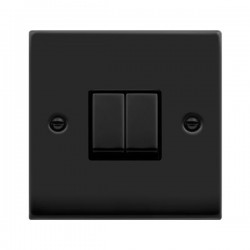 Click Deco Victorian Mat Black 10AX INGOT 2-GANG 2-WAY SWITCH
