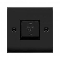 Click Deco Victorian Mat Black 10A Ingot 3 Pole Fan Isolation Plate Switch