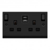Click Deco Victorian Matt Black 2G 13A SW SKT 4.2A A&C USB Click Deco Victorian Matt Black 2G 13A SW SKT 4.2A A&C USB