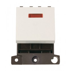 MiniGrid Polar White 20A Twin Width Double Pole Neon Switch Module