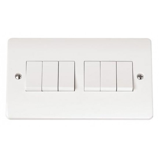 10AX 6 GANG 2 WAY PLATE SWITCH