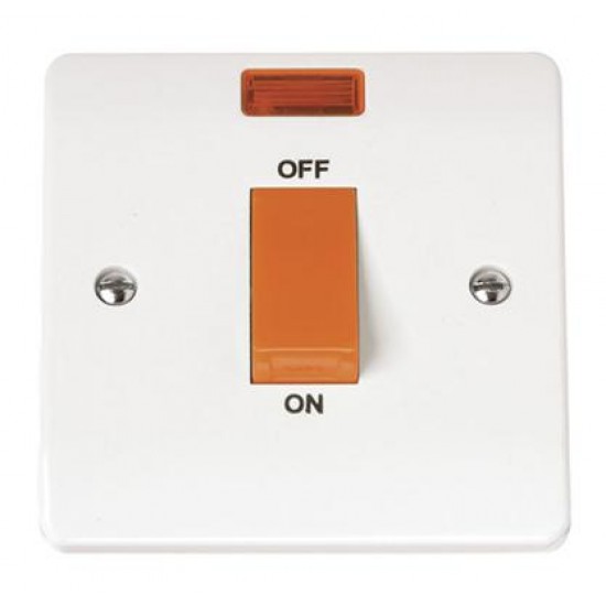 45A 1 GANG SINGLE COOKER SWITCH WITH NEON