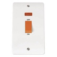 50A 2 GANG SINGLE COOKER SWITCH WITH NEON