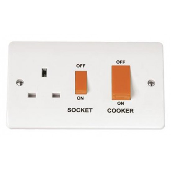 45A COOKER SWITCH WITH 13A SWITCHED SOCKET OUTLET