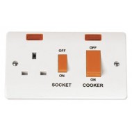 50A COOKER SWITCH WITH 13A SWITCHED SOCKET OUTLET AND NEONS