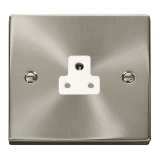 Click Deco Victorian satin chrome 1 GANG 2A ROUND PIN SOCKET OUTLET