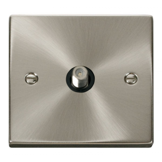 Click Deco Victorian satin chrome 1 GANG SATELITE SOCKET BLK Click Deco Victorian satin chrome 1 GANG SATELITE SOCKET BLK