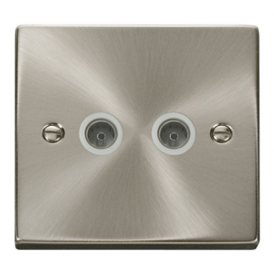 Click Deco Victorian satin chrome 1 GANG TWIN CO- AXIAL OUTLET Click Deco Victorian satin chrome 1 GANG TWIN CO- AXIAL OUTLET
