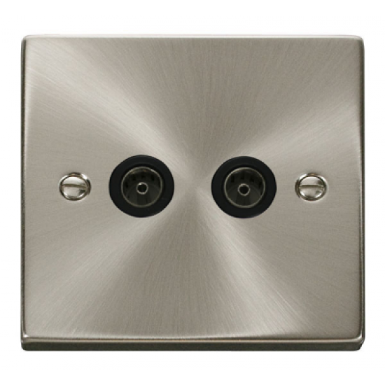 Click Deco Victorian satin chrome 1 GANG TWIN CO- AXIAL OUTLET Click Deco Victorian satin chrome 1 GANG TWIN CO- AXIAL OUTLET