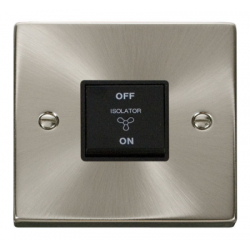 Click Deco Victorian satin chrome 10A 1 GANG 3 POLE FAN ISOLATION SWITCH