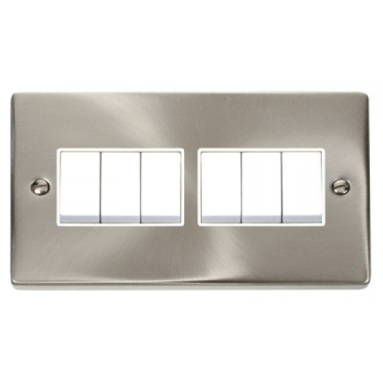 Click Deco Victorian satin chrome 10A 6-GANG 2-WAY SWITCH