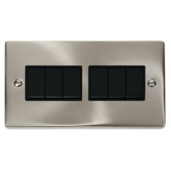 Click Deco Victorian satin chrome 10A 6-GANG 2-WAY SWITCH BK