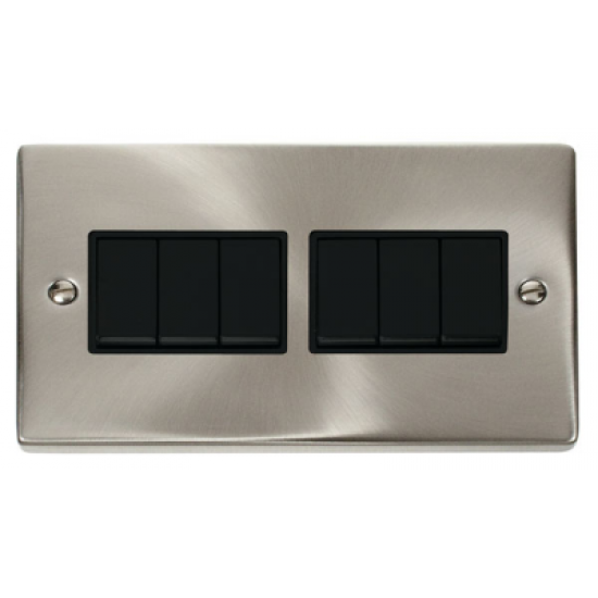 Click Deco Victorian satin chrome 10A 6-GANG 2-WAY SWITCH BK Click Deco Victorian satin chrome 10A 6-GANG 2-WAY SWITCH BK