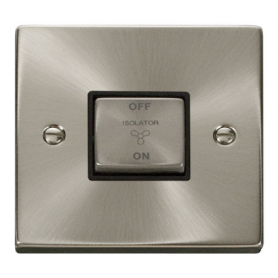 Click Deco Victorian satin chrome 10A Ingot 3 Pole Fan Isolation Plate Switch