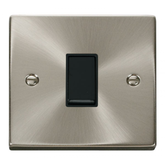 Click Deco Victorian satin chrome 10AX 1 Gang 2 Way Switch Black insert