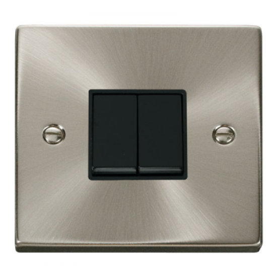 Click Deco Victorian satin chrome 10AX 2 Gang 2 Way Plate Switch Click Deco Victorian satin chrome 10AX 2 Gang 2 Way Plate Switch