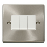 Click Deco Victorian satin chrome 10AX 3 GANG 2 WAY SWITCH Click Deco Victorian satin chrome 10AX 3 GANG 2 WAY SWITCH