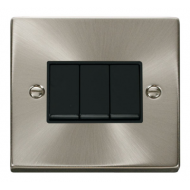 Click Deco Victorian satin chrome 10AX 3 GANG 2 WAY SWITCH Click Deco Victorian satin chrome 10AX 3 GANG 2 WAY SWITCH