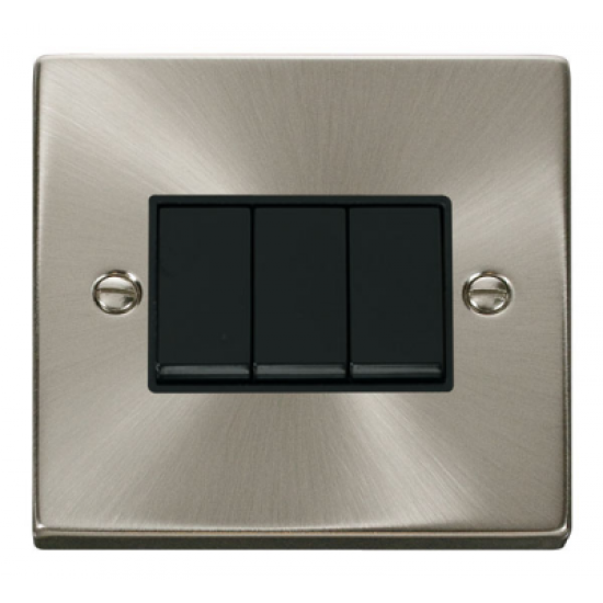 Click Deco Victorian satin chrome 10AX 3 GANG 2 WAY SWITCH Click Deco Victorian satin chrome 10AX 3 GANG 2 WAY SWITCH