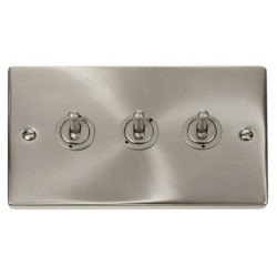 Click Deco Victorian satin chrome 10AX 3-GANG 2-WAY TOGGLE SWITCH Click Deco Victorian satin chrome 10AX 3-GANG 2-WAY TOGGLE SWITCH