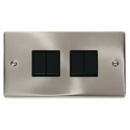 Click Deco Victorian satin chrome 10AX 4 Gang 2 Way Switch Click Deco Victorian satin chrome 10AX 4 Gang 2 Way Switch