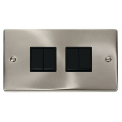 Click Deco Victorian satin chrome 10AX 4 Gang 2 Way Switch