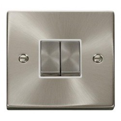 Click Deco Victorian satin chrome 10AX INGOT  2-GANG 2-WAY SWITCH